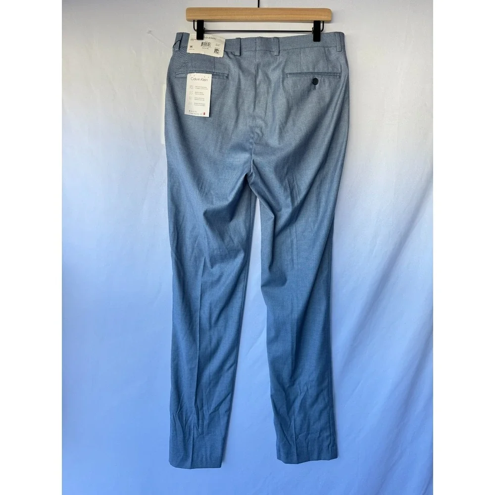 Calvin‎ Klein Jerome Dress Pants Mens 34x34 Slim Fit Blue Formal Corporate Core